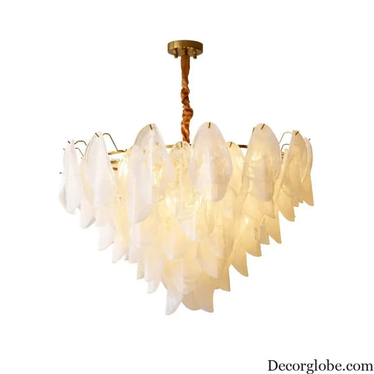 French Light and Luxury Restaurant Pendant Lamp - Postmodern Elegance with a Retro Glass Feather Design for Bedrooms and Dining Spaces - DecorGlobe