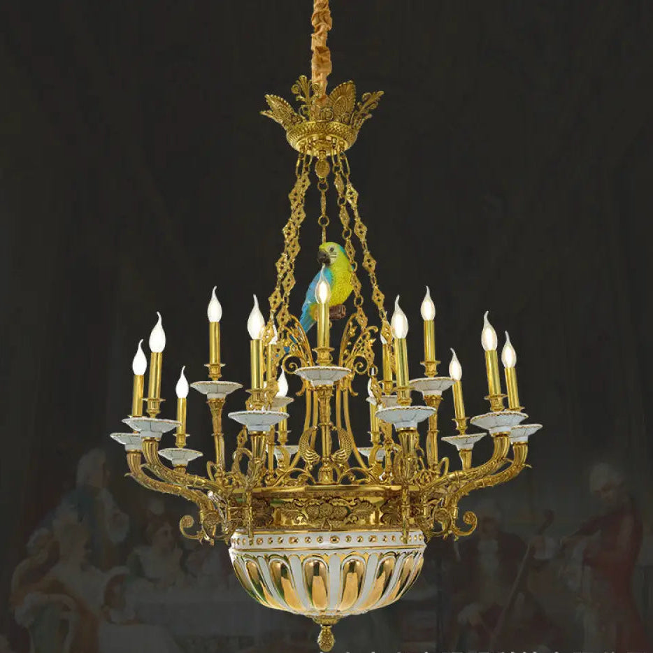French Neoclassical Crystal Copper Chandelier for Villa Interiors 15-head chandelier (diameter 105cm, height 120cm)