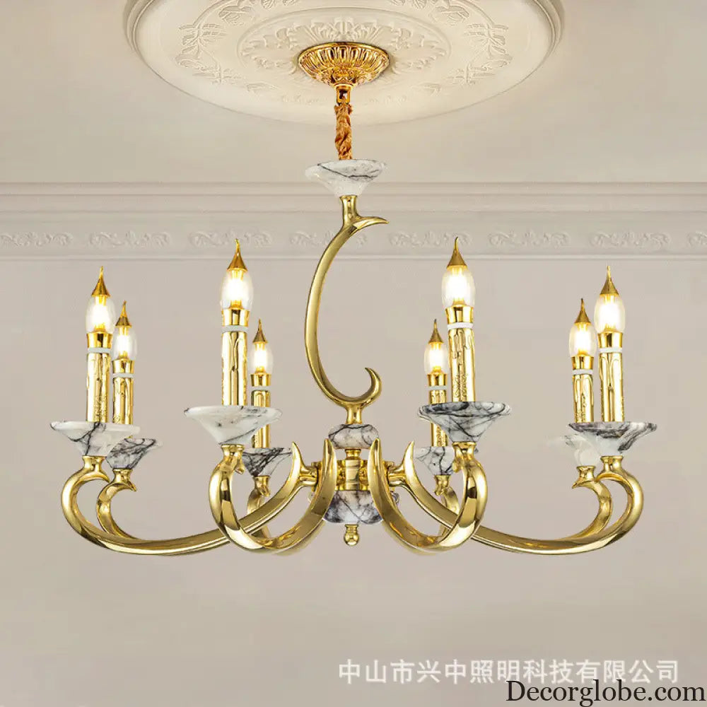 French Retro All-Copper Crystal Branch Chandelier Chandelier