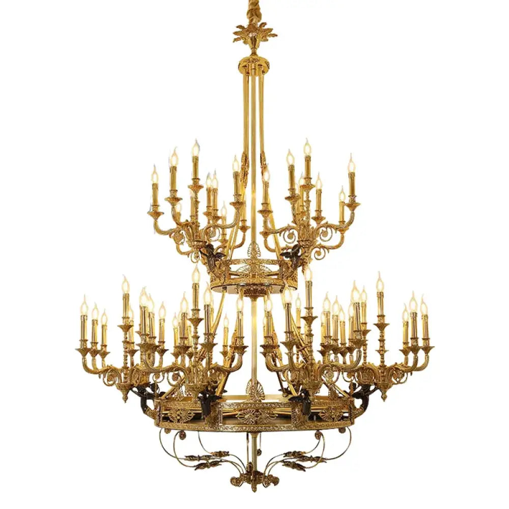 French Retro Brass Angel Candle Chandelier 60lights D170 H230cm Chandelier