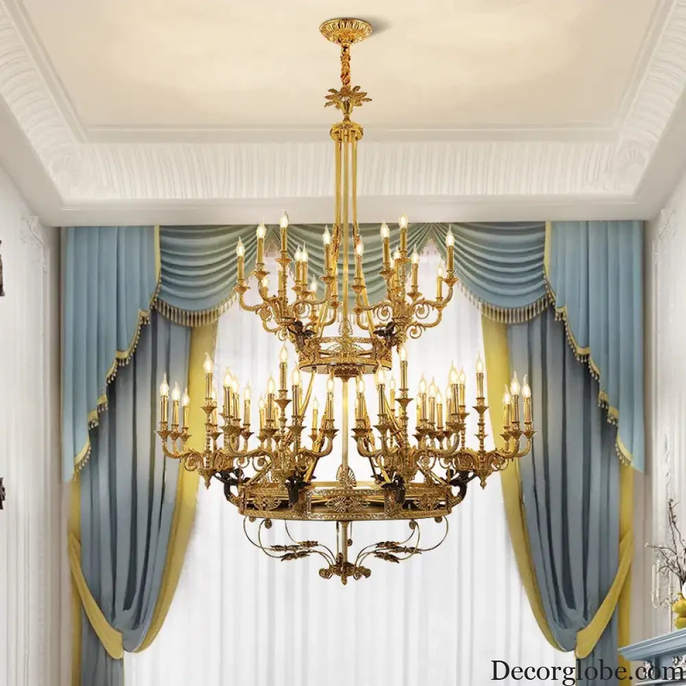 French Retro Brass Angel Candle Chandelier 60lights D170 H230cm Chandelier