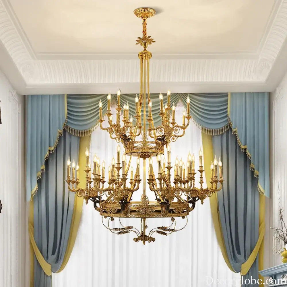 French Retro Brass Angel Candle Chandelier 60lights D170 H230cm Chandelier