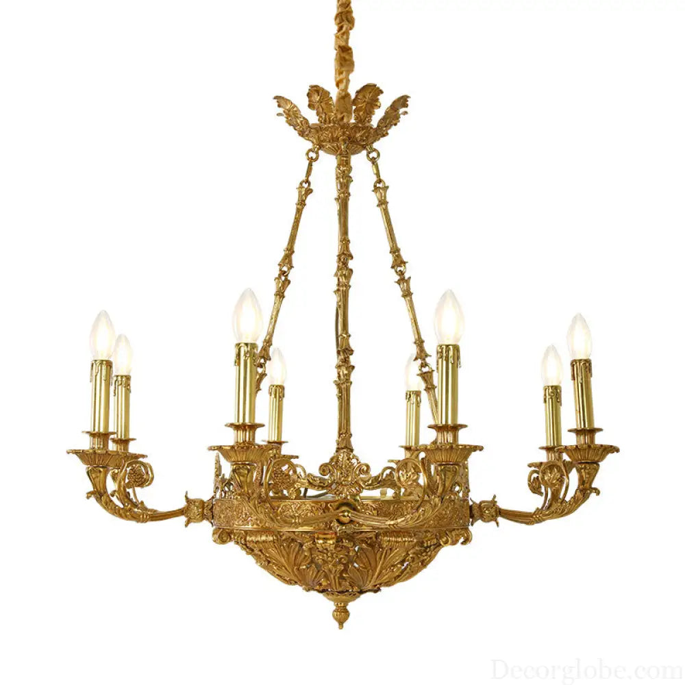 French Retro Crystal Copper Chandelier for Luxury Villas 8 heads (diameter 85cm, height 80cm)