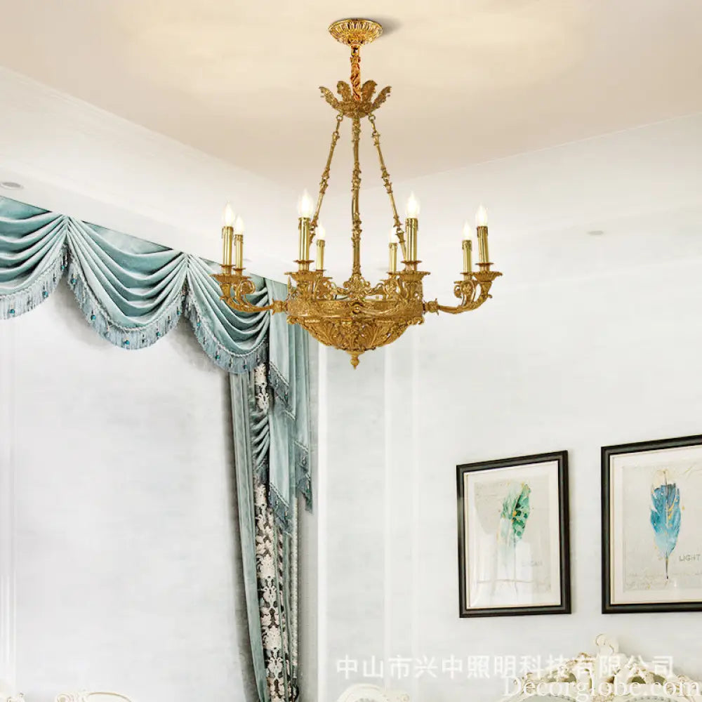 French Retro Crystal Copper Chandelier for Luxury Villas 8 heads (diameter 85cm, height 80cm)
