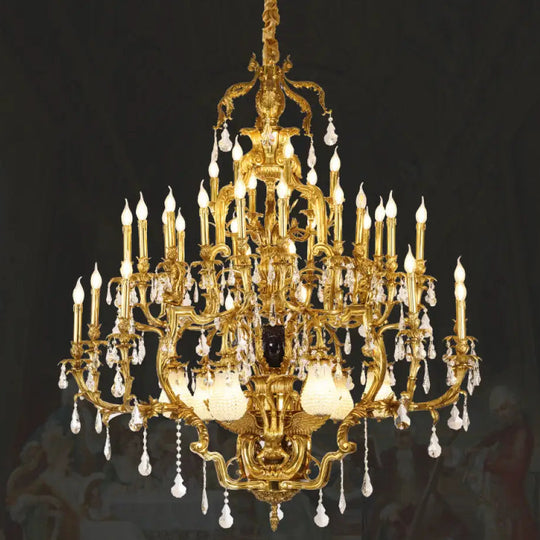 French Retro Crystal Copper Chandelier for Villa Duplex Interiors 39-head chandelier (diameter 150cm, height 150cm)