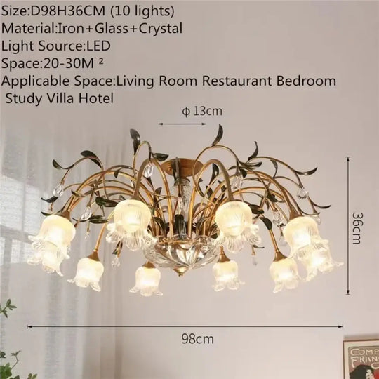 French Retro Crystal Pendant Light for Living Room and Restaurant A 10 Lights / Cool white Chandelier
