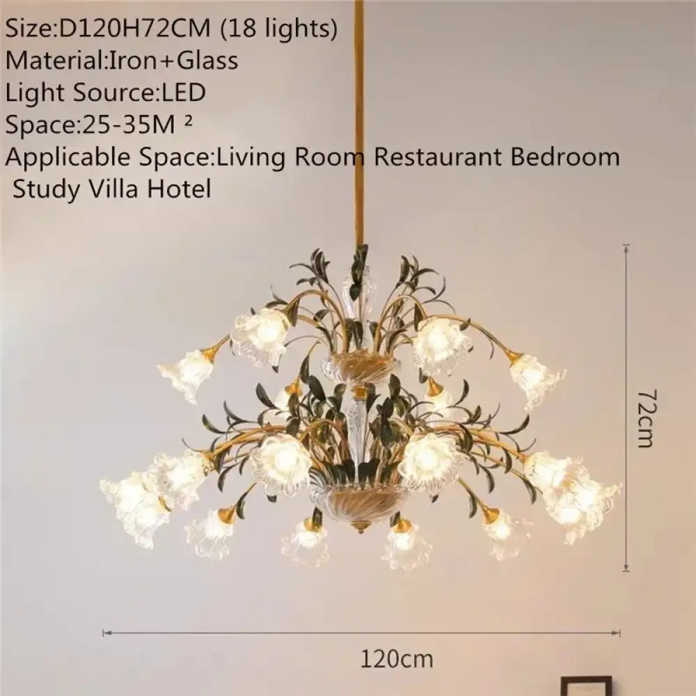 French Retro Crystal Pendant Light for Living Room and Restaurant B 18 Lights / Cool white Chandelier