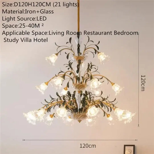 French Retro Crystal Pendant Light for Living Room and Restaurant B 21 Lights / Cool white Chandelier