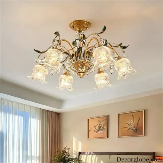 French Retro Crystal Pendant Light for Living Room and Restaurant Chandelier