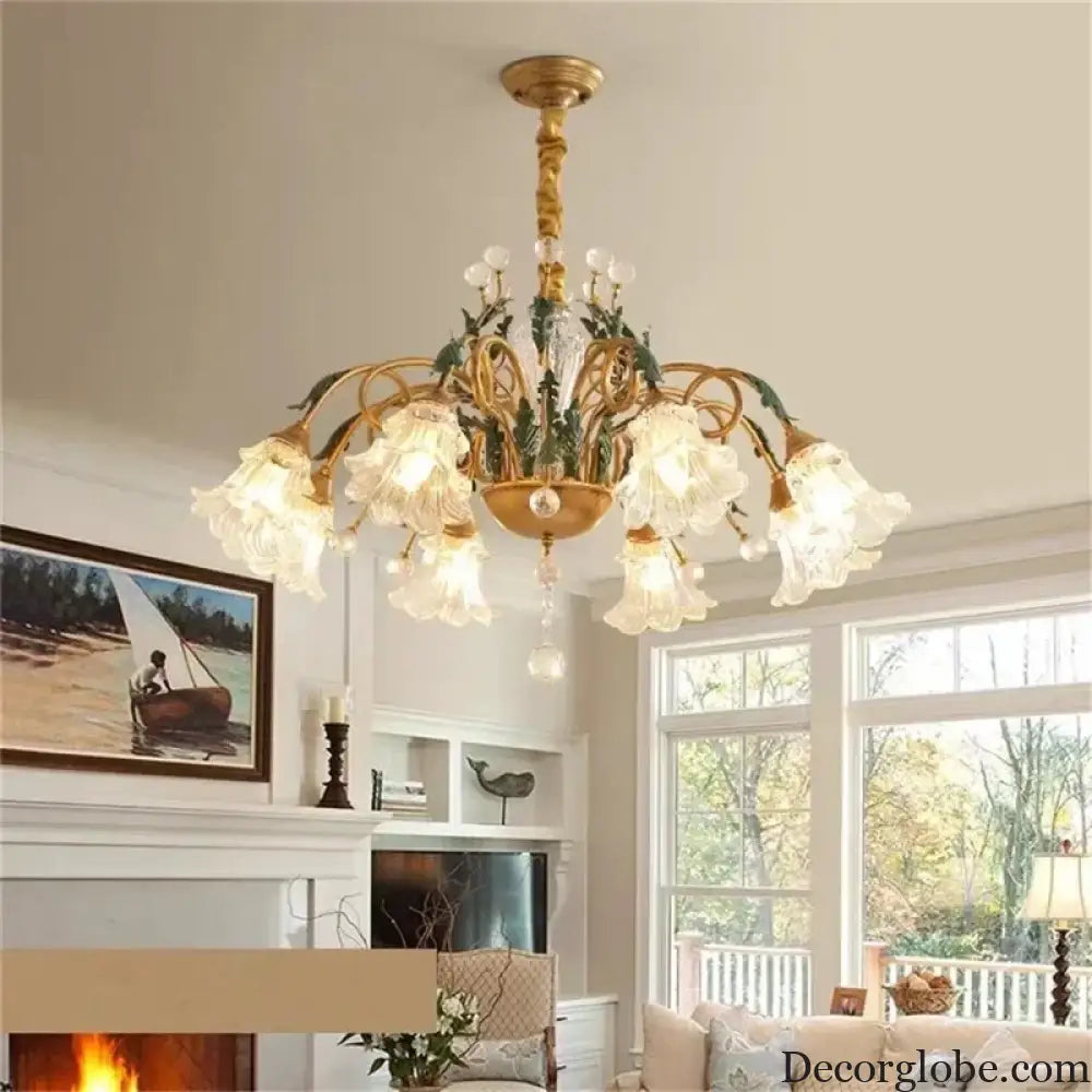 French Retro Crystal Pendant Light for Living Room and Restaurant Chandelier
