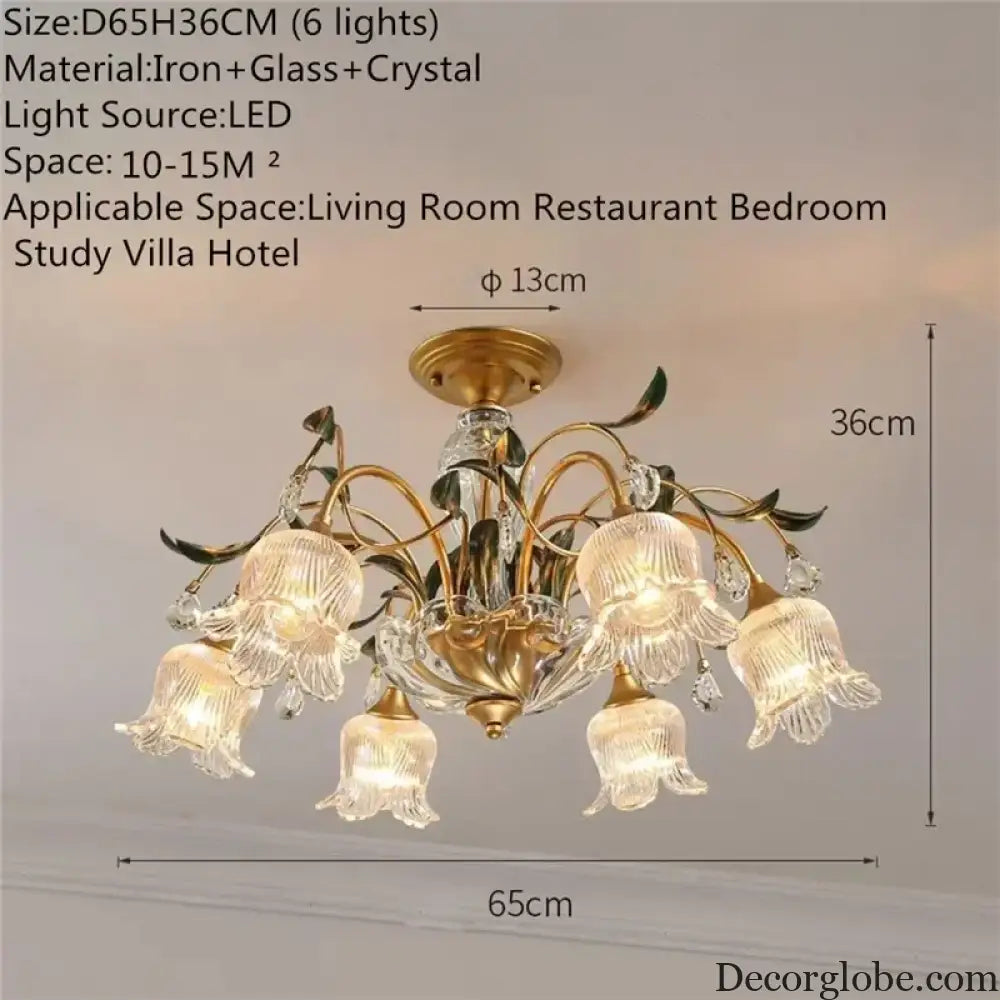 French Retro Crystal Pendant Light for Living Room and Restaurant Chandelier