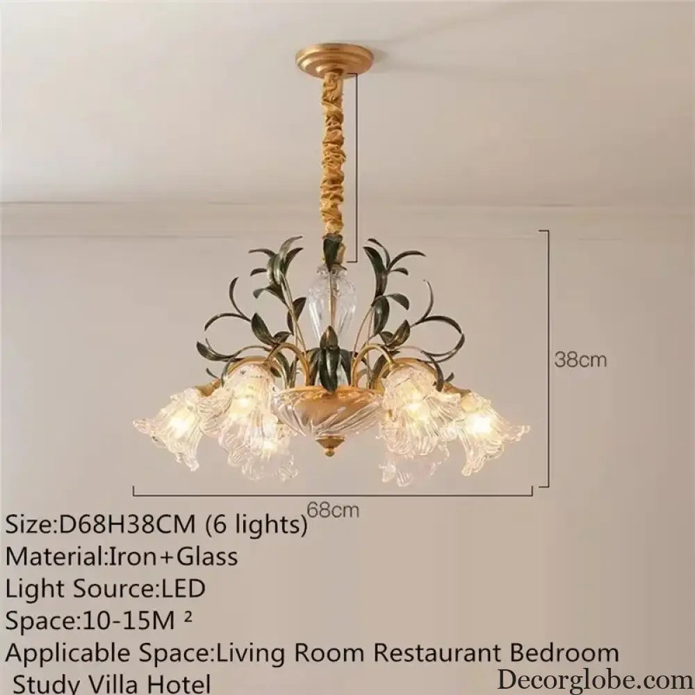 French Retro Crystal Pendant Light for Living Room and Restaurant Chandelier