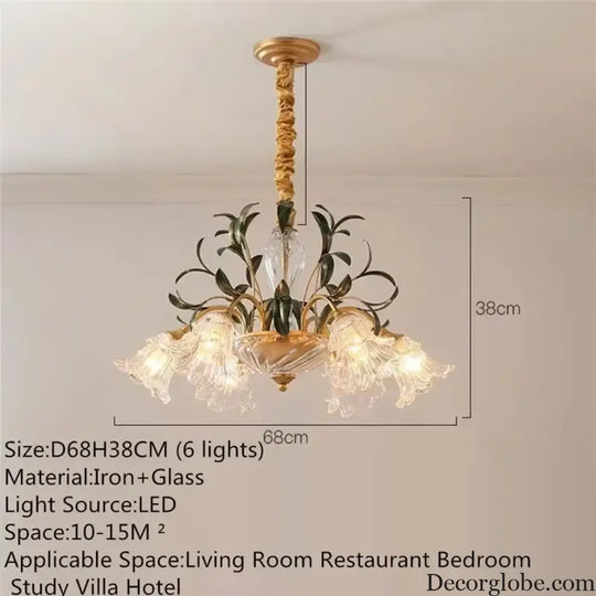 French Retro Crystal Pendant Light for Living Room and Restaurant Chandelier