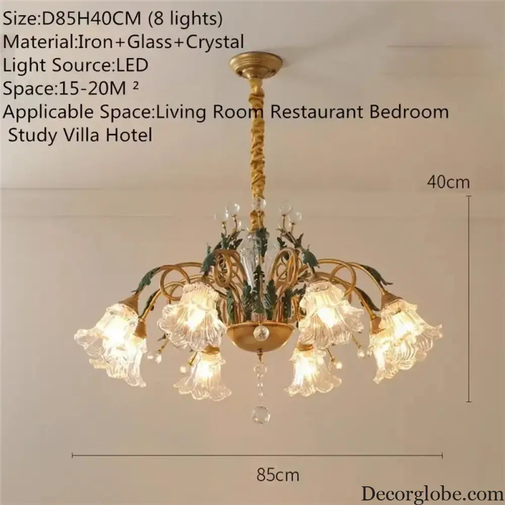 French Retro Crystal Pendant Light for Living Room and Restaurant Chandelier
