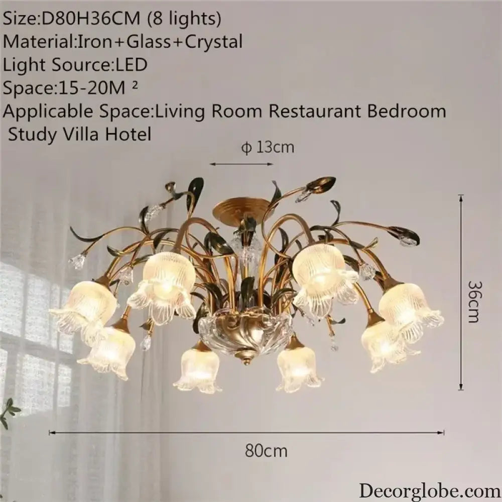 French Retro Crystal Pendant Light for Living Room and Restaurant Chandelier