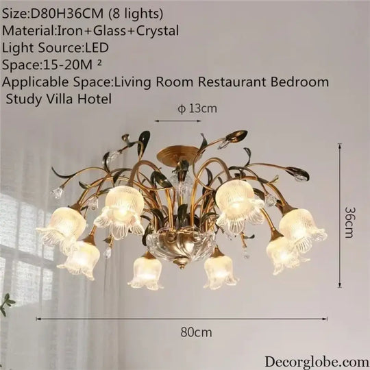 French Retro Crystal Pendant Light for Living Room and Restaurant Chandelier