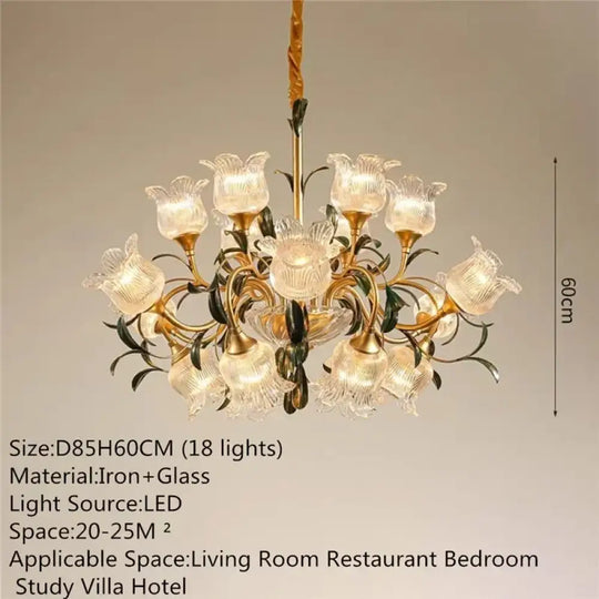 French Retro Crystal Pendant Light for Living Room and Restaurant D 18 Lights / Cool white Chandelier