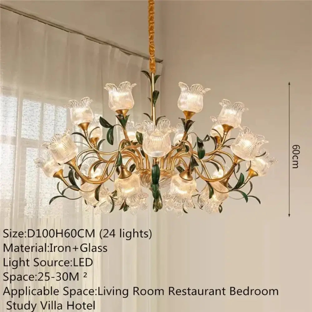 French Retro Crystal Pendant Light for Living Room and Restaurant D 24 Lights / Neutral light Chandelier