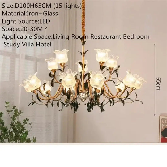 French Retro Crystal Pendant Light for Living Room and Restaurant E 15 Lights / Cool white Chandelier