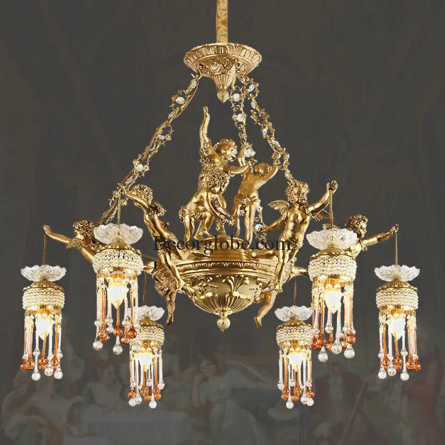 Living room chandelier all copper French restaurant bedroom lamp personalized creative European luxury villa study pure