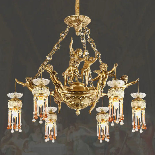 Living room chandelier all copper French restaurant bedroom lamp personalized creative European luxury villa study pure