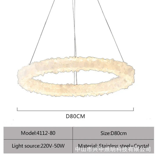 Genesis Modern Round Natural Crystal Chandelier D80 Single Layer Chandelier