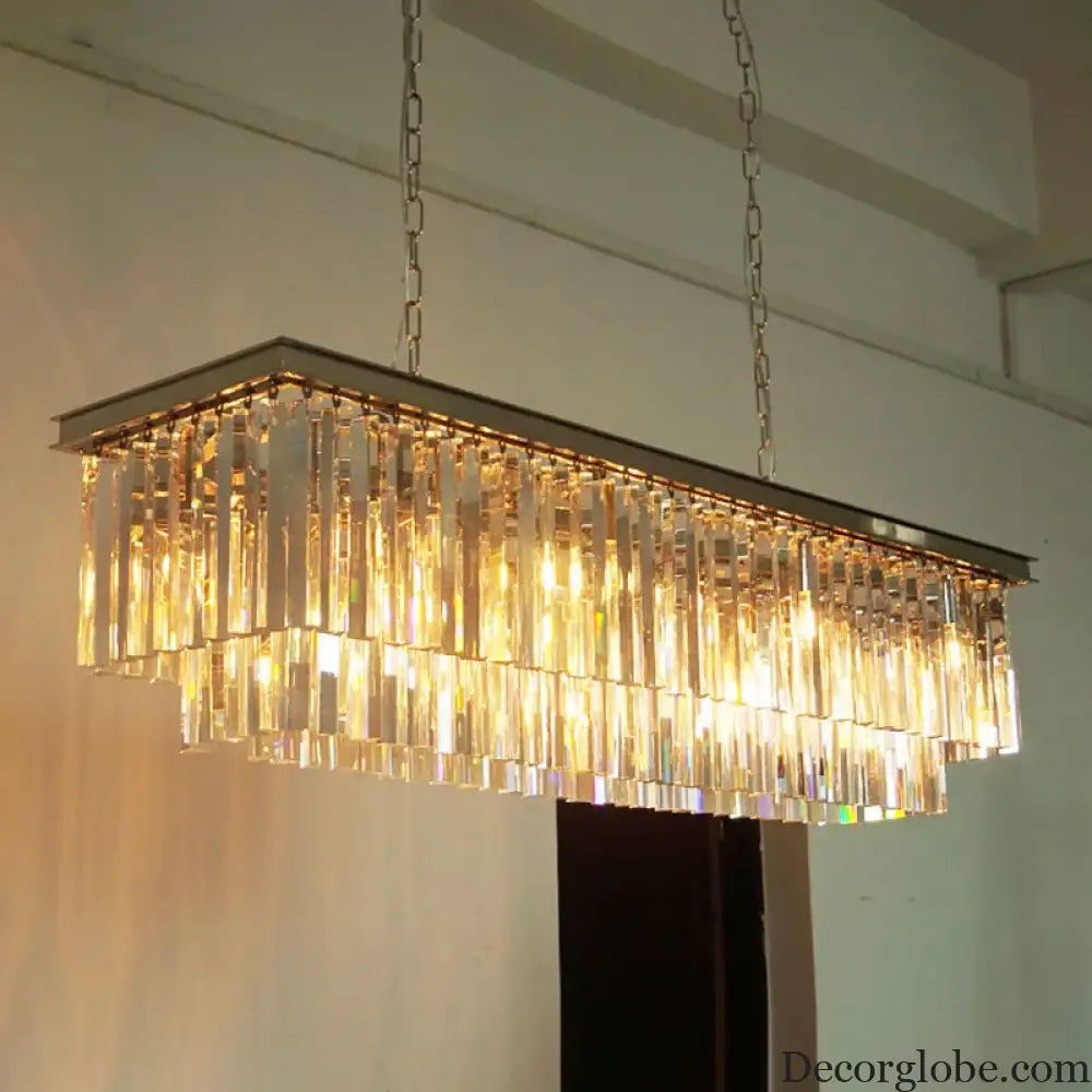 Timeless American Classic Crystal LED Chandeliers - Illuminate and Elevate Your Space with High-Quality Rectangular Lighting for Foyers, Living Rooms, and Dining Rooms - DecorGlobe