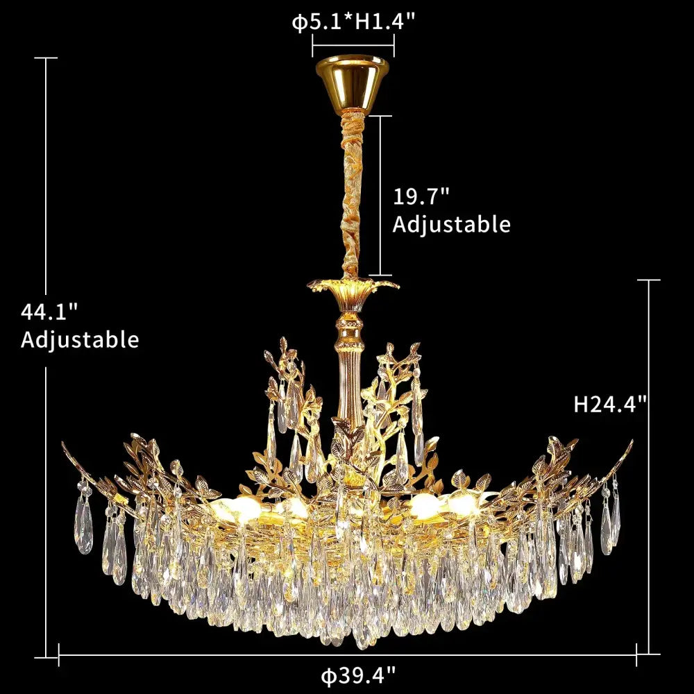 Camille Gold Branch Crystal Chandelier Diameter 100cm / Warm White chandelier