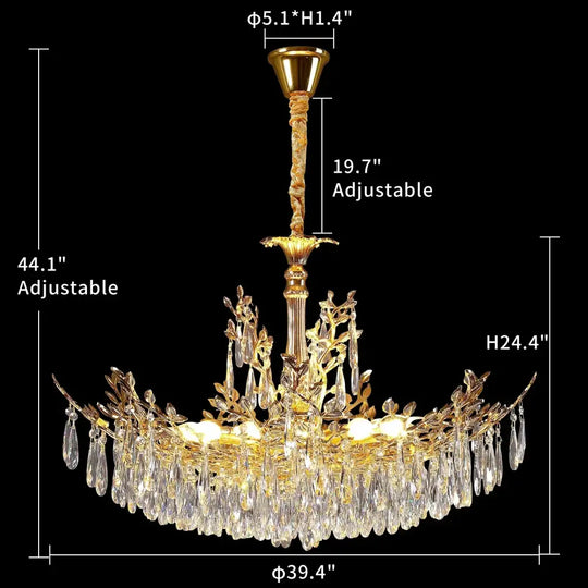 Camille Gold Branch Crystal Chandelier Diameter 100cm / Warm White chandelier