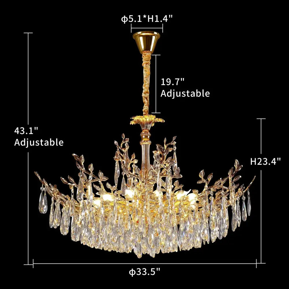 Camille Gold Branch Crystal Chandelier Diameter 85cm / Warm White chandelier