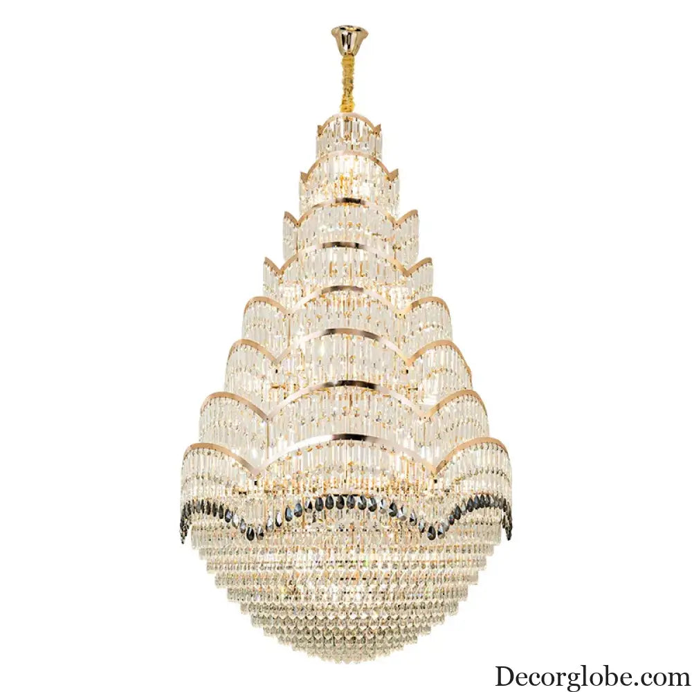Grand Crystal Mezzanine Pendant Chandelier for High Ceiling Spaces Chandelier