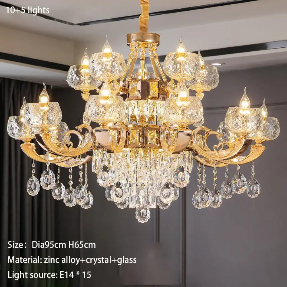 Grand European Style Crystal Pendant Lamp - High-Grade Luxury for Living Rooms, Dining Areas, and Bedrooms - DecorGlobe