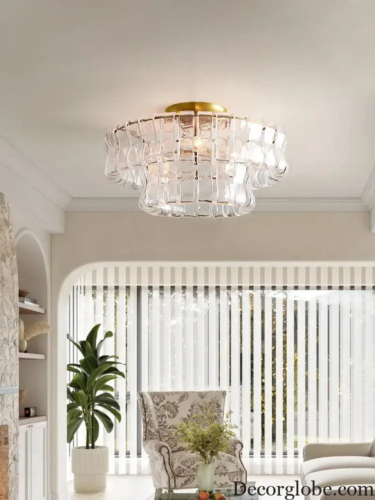 Gray Glass Round Ceiling Chandelier Chandelier
