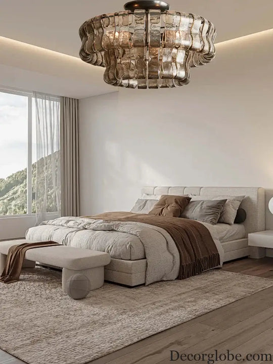 Gray Glass Round Ceiling Chandelier Chandelier