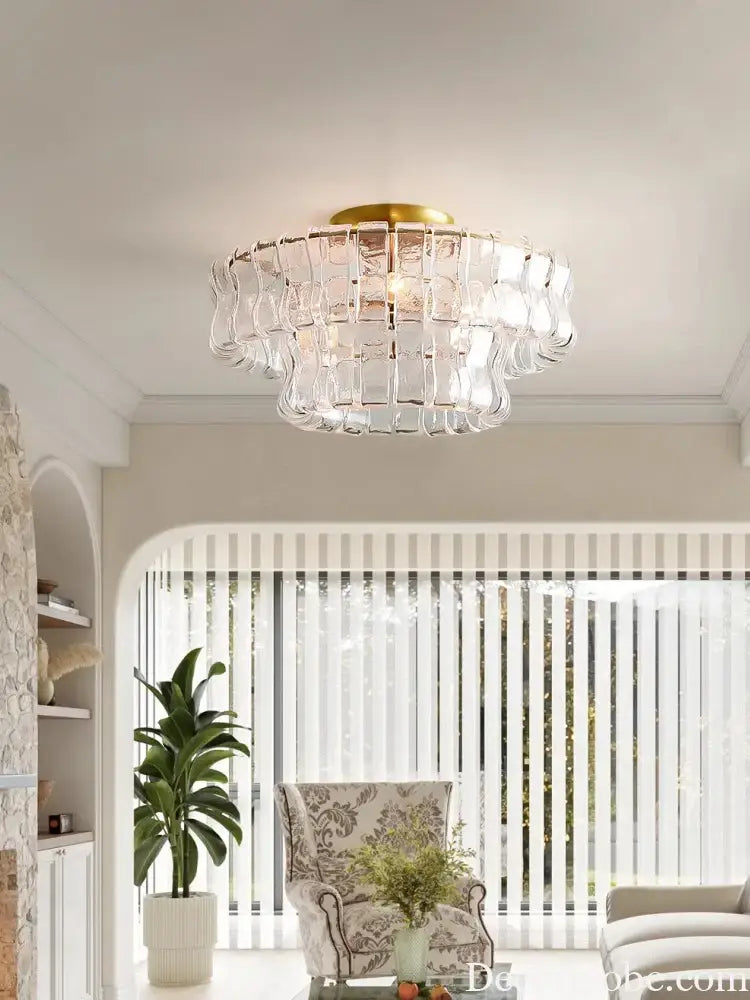 Gray Glass Round Ceiling Chandelier Chandelier