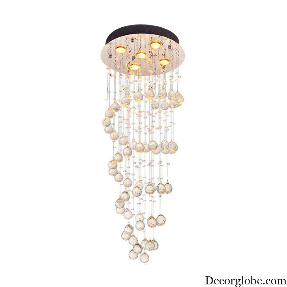 Haisley Modern Crystal Chandelier - Flush Mount Ceiling Light with 5 Lights - DecorGlobe