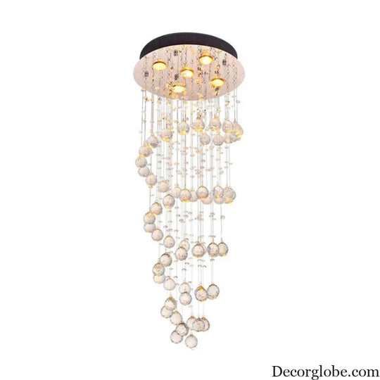Haisley Modern Crystal Chandelier - Flush Mount Ceiling Light with 5 Lights - DecorGlobe