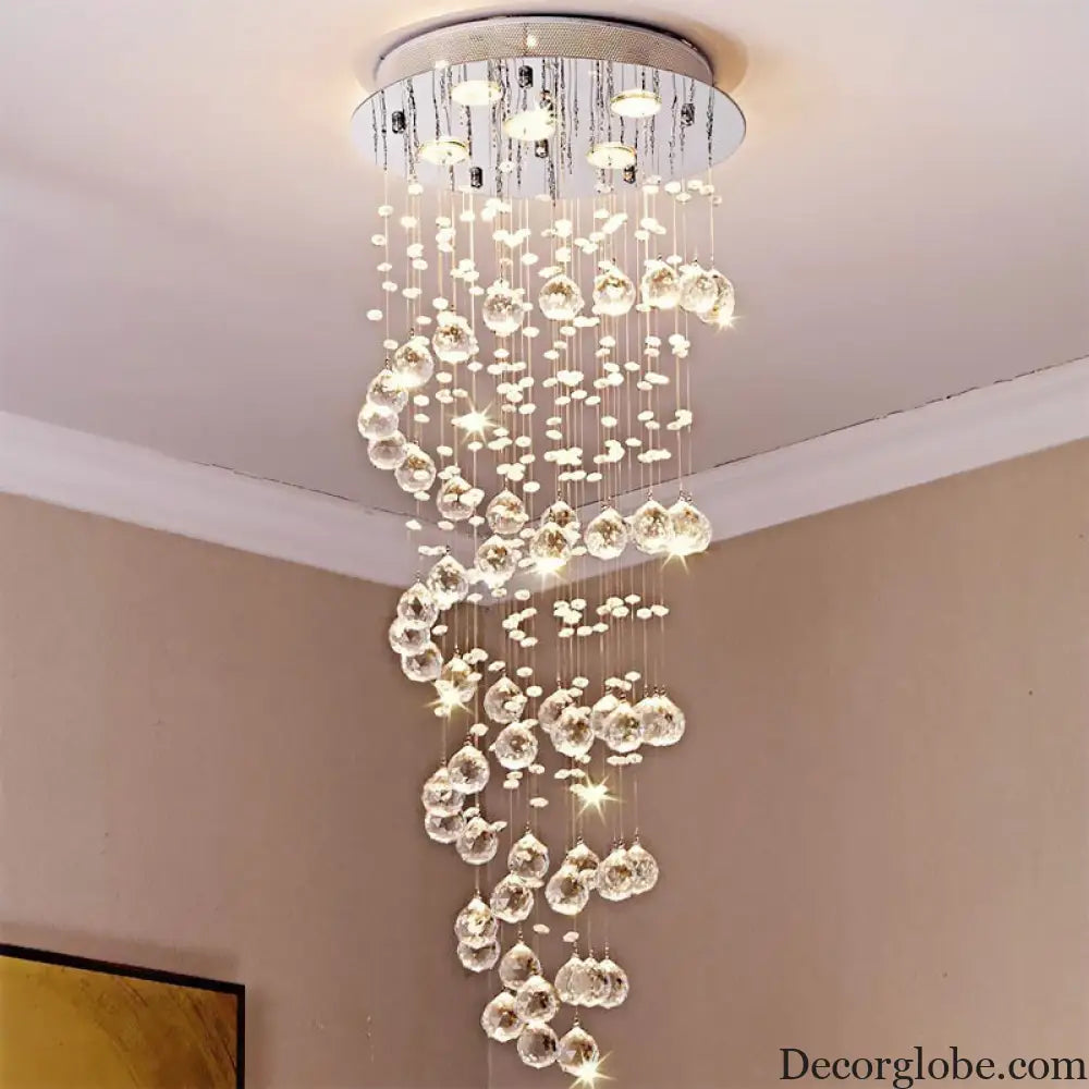 Haisley Modern Crystal Chandelier - Flush Mount Ceiling Light with 5 Lights - DecorGlobe