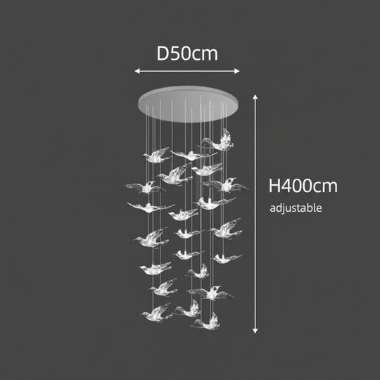 Acrylic Bird LED Pendant Lamp Pigeon Staircase Chandelier Hall Ceiling Hanging Lights Indoor Stair Artistic Decoration