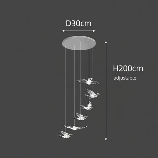 Acrylic Bird LED Pendant Lamp Pigeon Staircase Chandelier Hall Ceiling Hanging Lights Indoor Stair Artistic Decoration