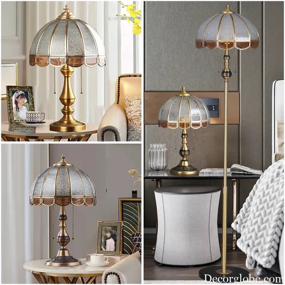 Camille European Copper LED Floor Lamp Retro Standing Light - Floor lamp