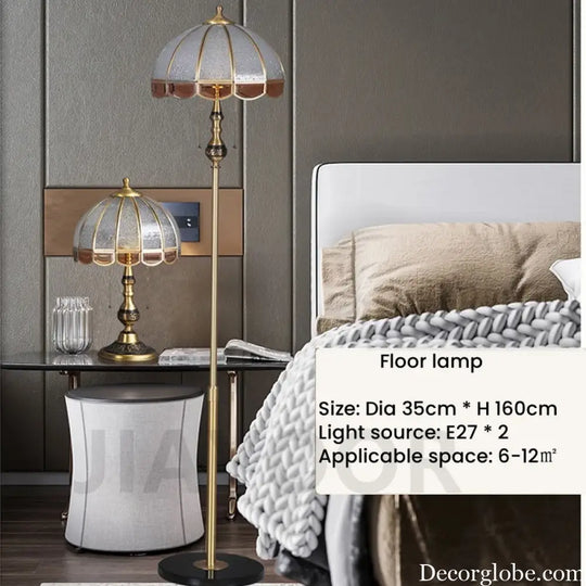 Camille European Copper LED Floor Lamp Retro Standing Light - Floor lamp