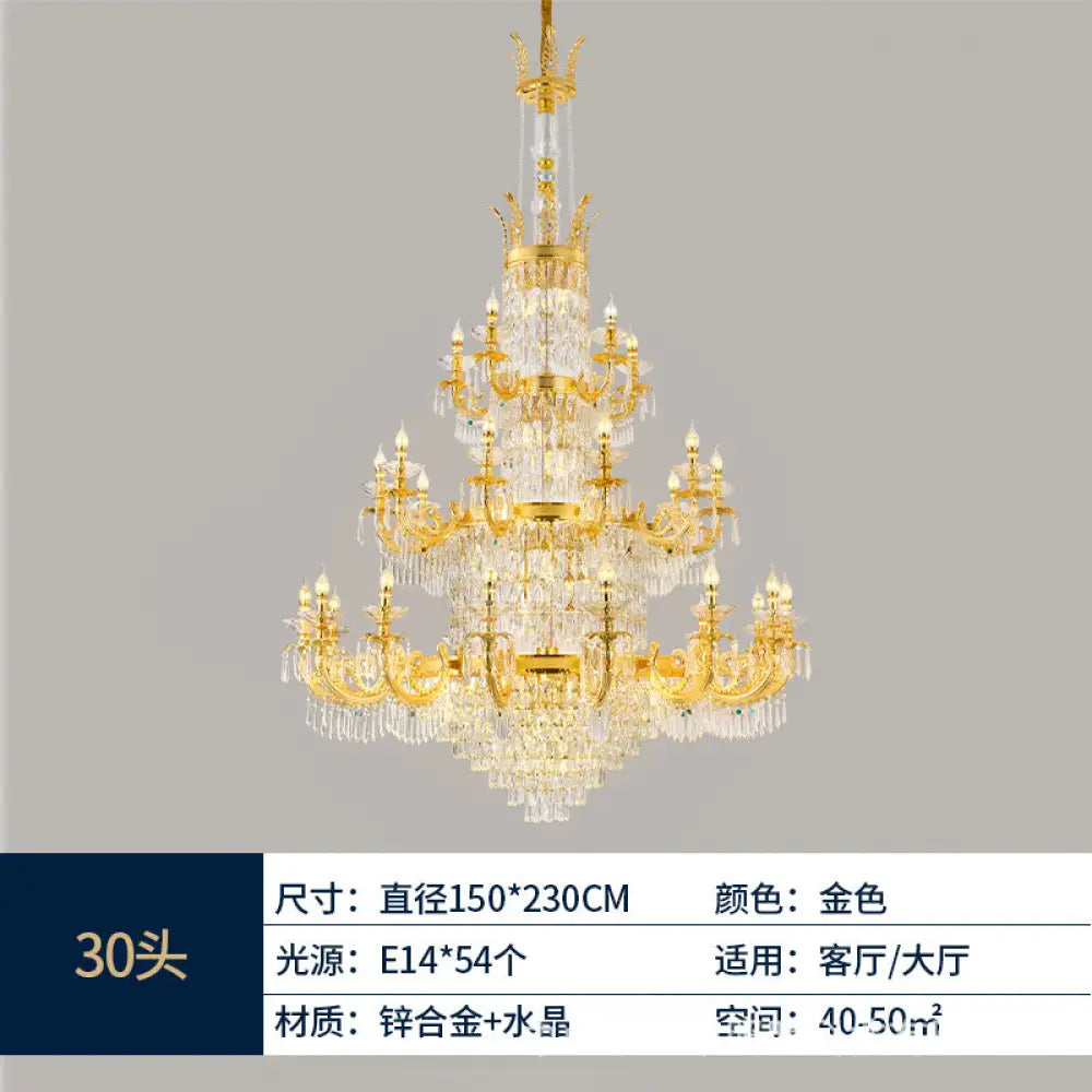 European Crystal Branch Chandelier for Villa Staircase 15 + 10 + 5 head chandelier (diameter 150cm, height 230cm)