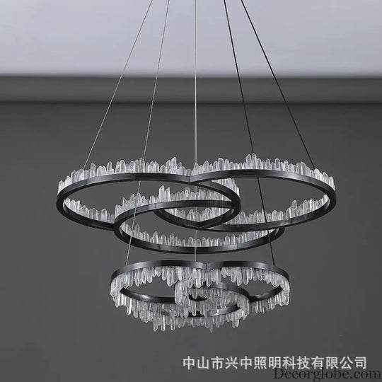 Isla Nordic Double Layer Crystal Circle Chandelier Chandelier