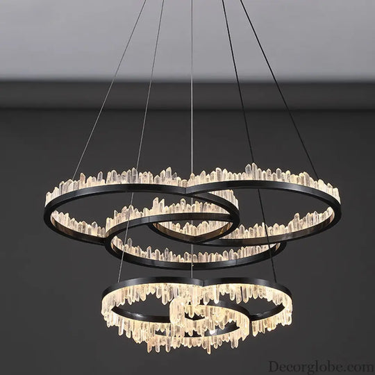 Isla Nordic Double Layer Crystal Circle Chandelier Chandelier
