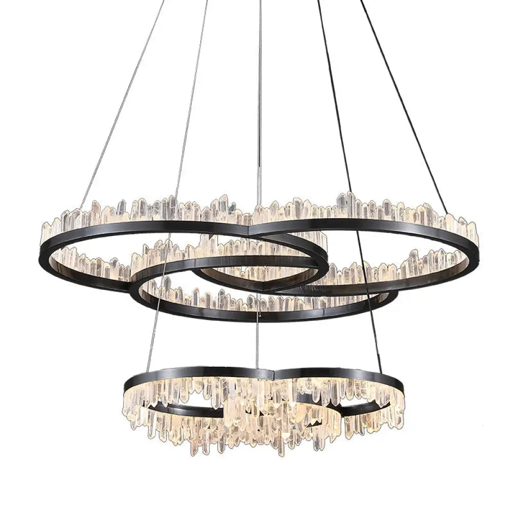 Isla Nordic Double Layer Crystal Circle Chandelier Chandelier