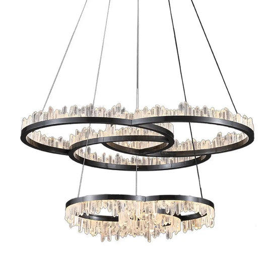 Isla Nordic Double Layer Crystal Circle Chandelier Chandelier