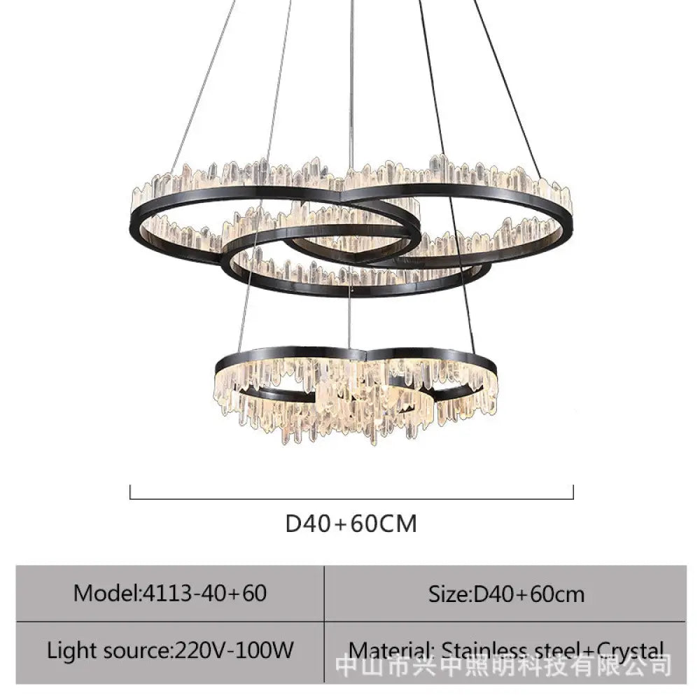 Isla Nordic Double Layer Crystal Circle Chandelier D40 + D60 Double Layer Chandelier