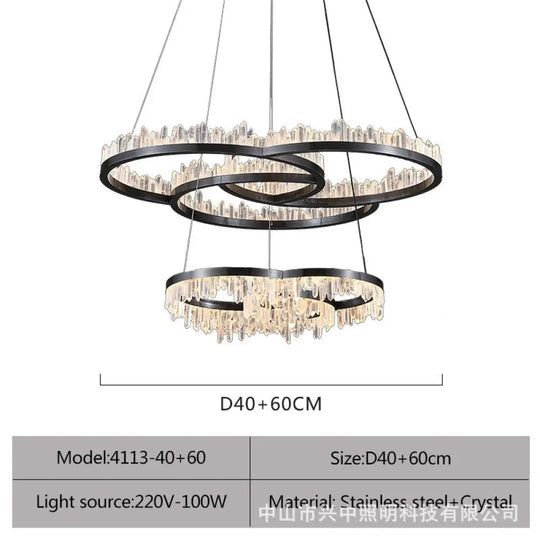 Isla Nordic Double Layer Crystal Circle Chandelier D40 + D60 Double Layer Chandelier