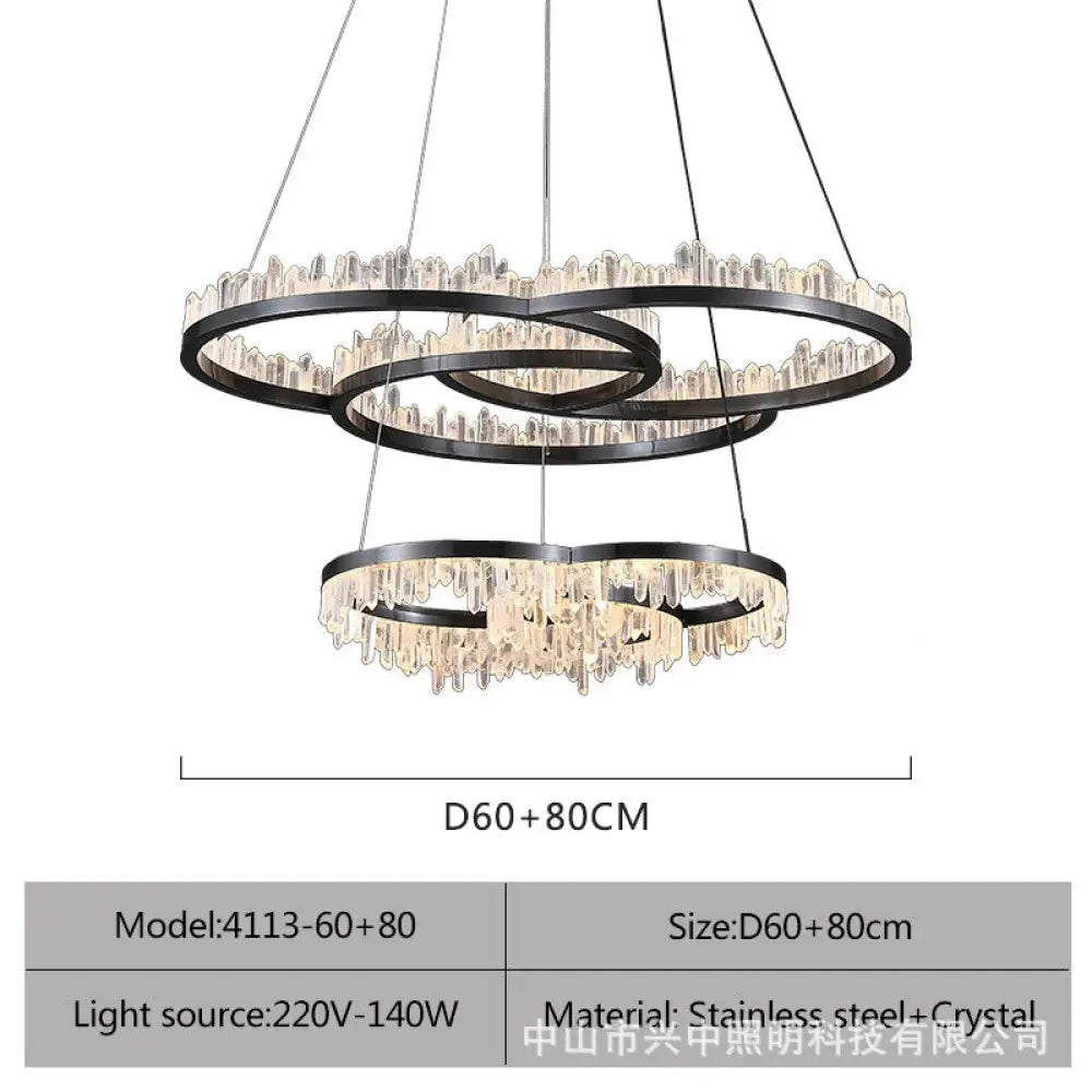 Isla Nordic Double Layer Crystal Circle Chandelier D60 + D80 Double Layer Chandelier